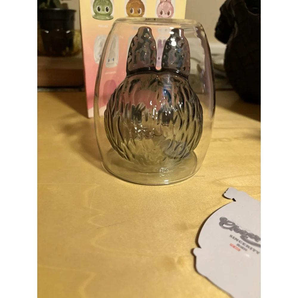 POP MART The Monsters CHEERS Labubu Sincerity Grey Glass Cup Open Box
